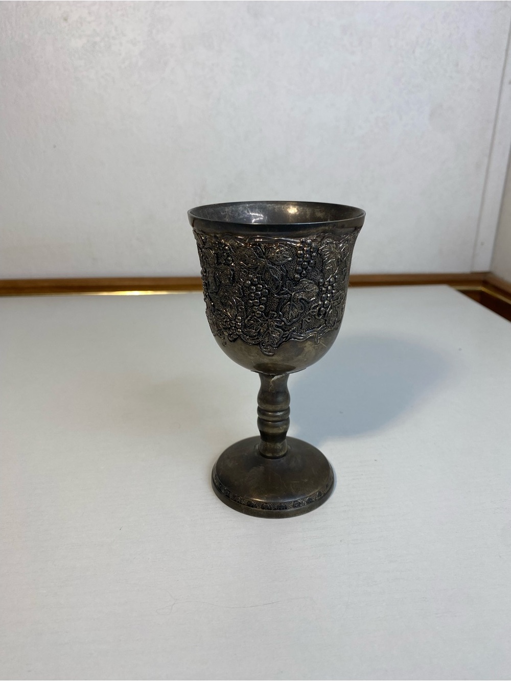 VTG Etched Silver-Plated Wine 5” Cup / Goblet for Kiddush Judaica Jewish 7.02oz